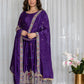 New Collection Pure Chinon Silk Gown-Pant Set with Dupatta and Heavy Embroidery