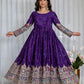 New Collection Pure Chinon Silk Gown-Pant Set with Dupatta and Heavy Embroidery