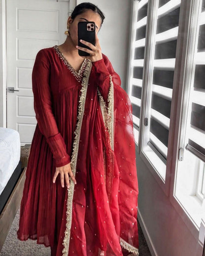 Faux Georgette Crush Anarkali Style Gown