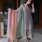 Embroidered Pure Shimmer Organza Shirt & Ombré Dupatta with Pure Crepe Bottoms