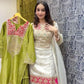 Off White Premium Designer Readymade Top Sharara Plazzo & Dupatta