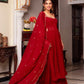 Handcrafted Gown and Pant Set with Micro Inner and Lace-Bordered Dupatta in Faux Georgette