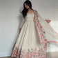 Elegant Fully Stitched Gown Ensemble with Heavy Embroidery and Butter Silk Pant