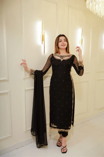 Divya Faux Georgette Palazzo Suite with Sequce work and Dupatta