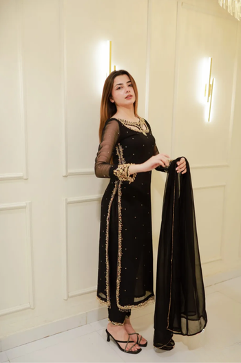 Divya Faux Georgette Palazzo Suite with Sequce work and Dupatta