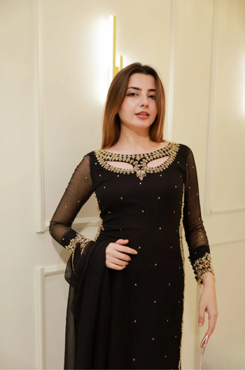 Divya Faux Georgette Palazzo Suite with Sequce work and Dupatta