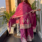 Pure Heavy Chinnon Silk Top and Plazzo Set with Full Sleeve Embroidery and Matching Dupatta