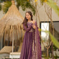 Luxury Partywear Gown with Palazzo & Embroidered Dupatta