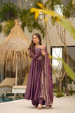 Luxury Partywear Gown with Palazzo & Embroidered Dupatta