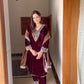 Glamorous Party Look Pure Viscose Velvet Suit Set with Dupatta