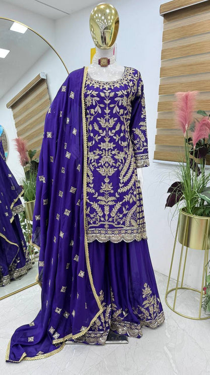 Royal Look Sharara Ensemble with Intricate Embroidery Work