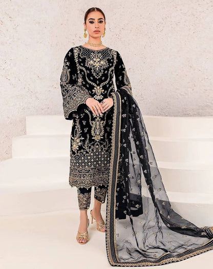 Premium Chinon Suit Set with Embroidery and Sequin Detailing