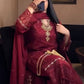 Premium Designer Pink Partywear Faux Georgette Top, Palazzo & Dupatta Set