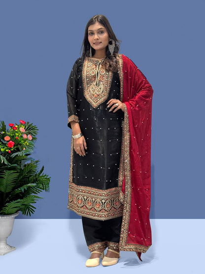 Luxury Ready to Wear Suit with Premium Embroidery and Sequence Accents