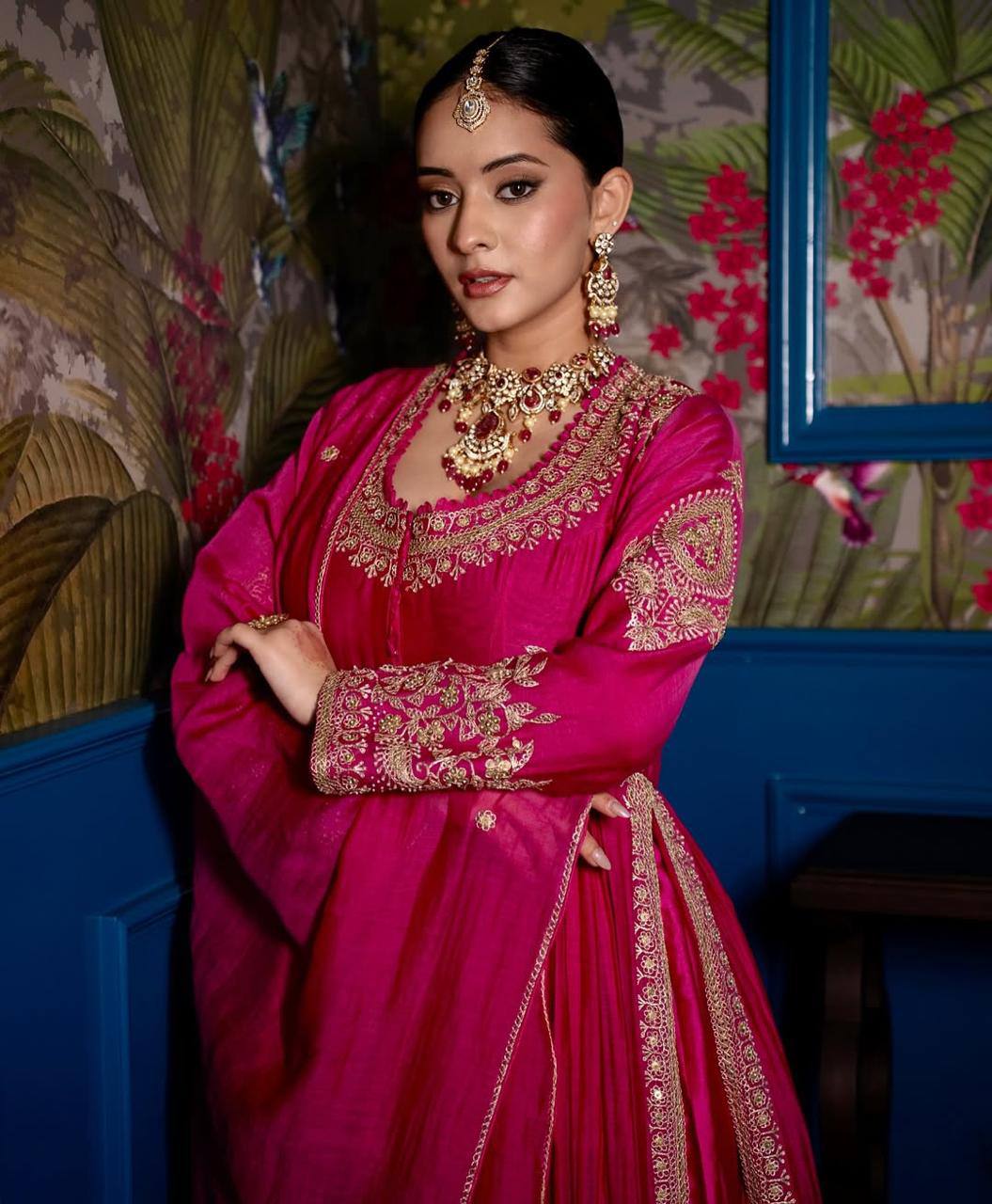 Dark Pink Elegance – Designer Embroidered Lehenga Ensemble