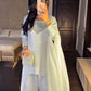 Pure White Chinon Silk Ensemble with Flared Palazzo and Graceful Dupatta - Jaipuri Vastra