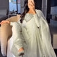 Pure White Chinon Silk Ensemble with Flared Palazzo and Graceful Dupatta - Jaipuri Vastra