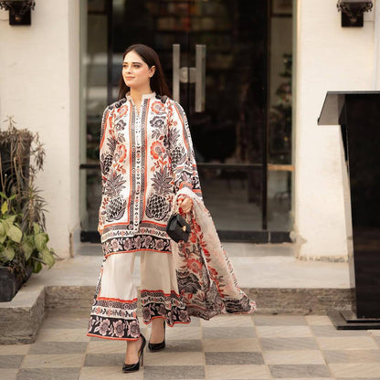 Elegant American Crepe Top and Plazzo Set with Digital Print and Soft Georgette Dupatta