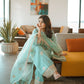 Elegant Pure Natural Crepe Embroidered Top and Farshi Palazzo with Button & Tassel Detailing