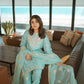 Elegant Pure Natural Crepe Embroidered Top and Farshi Palazzo with Button & Tassel Detailing