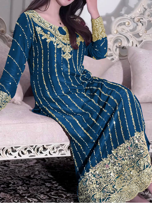 Fancy Wine Georgette Kurti Pant Set With Dupatta