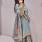 Embroidered Chinon Silk Set with Latkan, Tassels & Printed Dupatta
