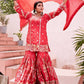 Elegant Pure Chinon Silk Sharara Set with Full Sleeve Embroidered Top and Coordinated Dupatta