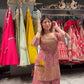 Fully Stitched Partywear Pink Chinon Silk Palazzo Set Featuring Heavy Embroidery & Sequin Detailing