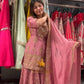 Fully Stitched Partywear Pink Chinon Silk Palazzo Set Featuring Heavy Embroidery & Sequin Detailing