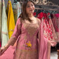 Fully Stitched Partywear Pink Chinon Silk Palazzo Set Featuring Heavy Embroidery & Sequin Detailing