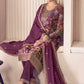 Premium Chinon Silk Digital Print Top and Pant Set with Both Side Embroidery & Lace Border Dupatta