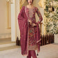 Premium Chinon Silk Digital Print Top and Pant Set with Both Side Embroidery & Lace Border Dupatta