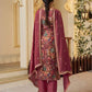 Premium Chinon Silk Digital Print Top and Pant Set with Both Side Embroidery & Lace Border Dupatta
