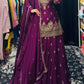 Chinon Silk Sequence Embroidered Suit with Lined Sharara & Dupatta