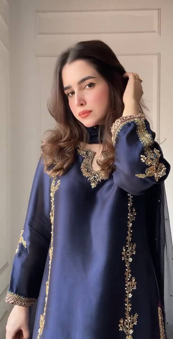 Elevate Your Ethnic Charm with This Premium Crepe Silk Top and Farshi Salwar Ensemble