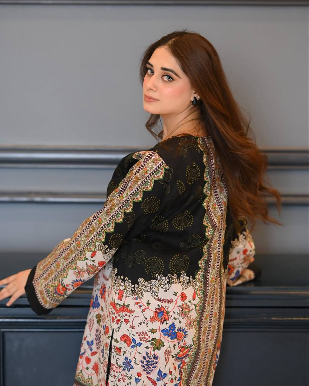 Trendy Digital Printed Pure Crepe Co-ord Set with Sleeves and Elastic Plazzo