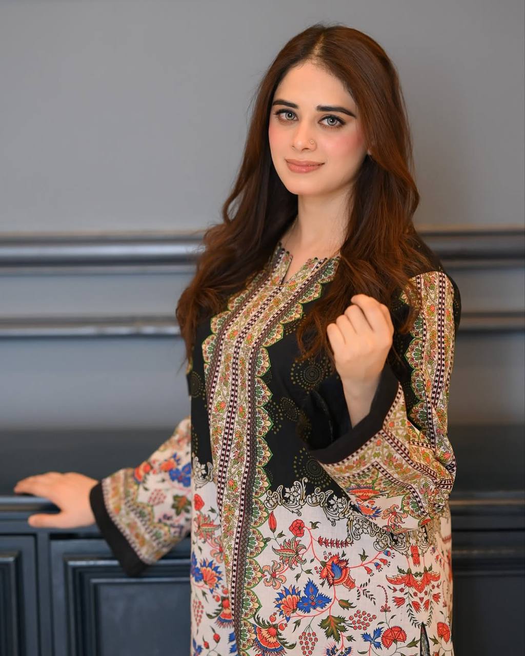 Trendy Digital Printed Pure Crepe Co-ord Set with Sleeves and Elastic Plazzo