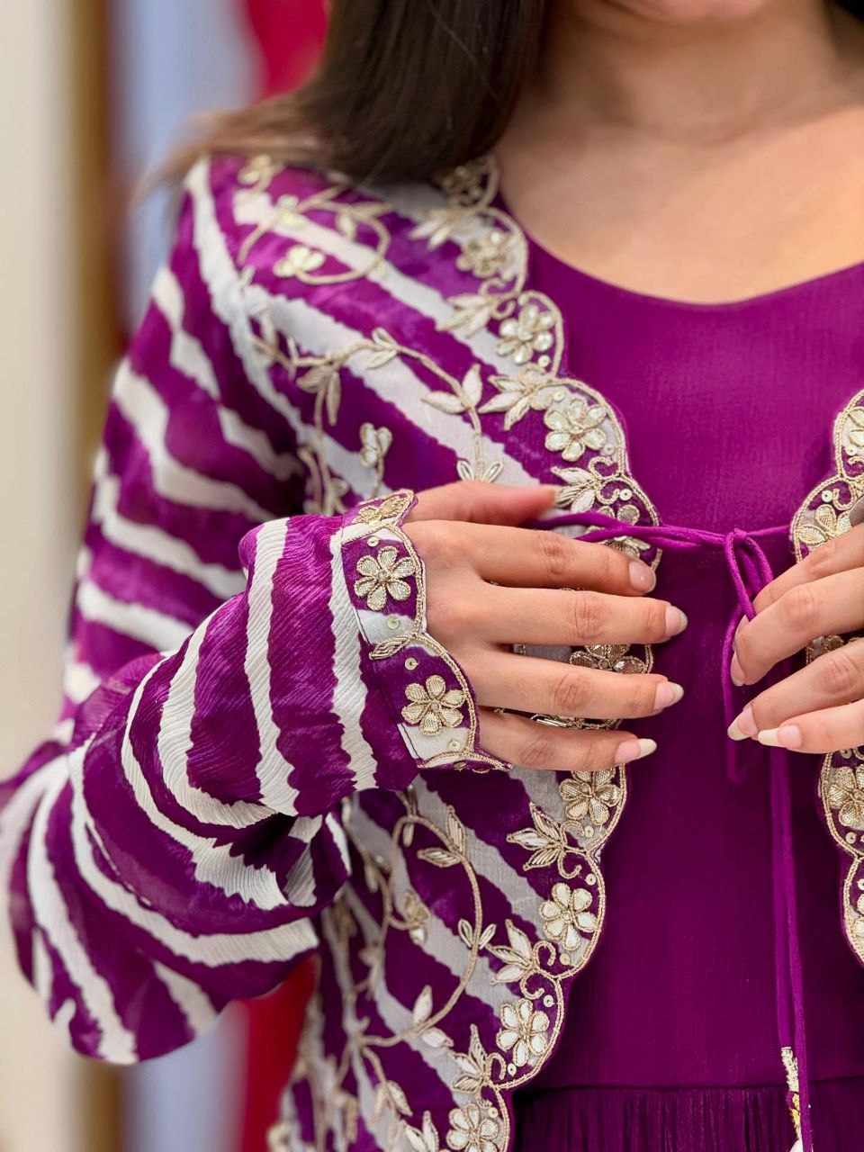 Step into the Spotlight with This New Designer Party Gown and Embroidered Jacket Set
