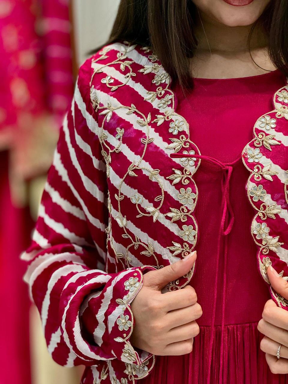 Step into the Spotlight with This New Designer Party Gown and Embroidered Jacket Set