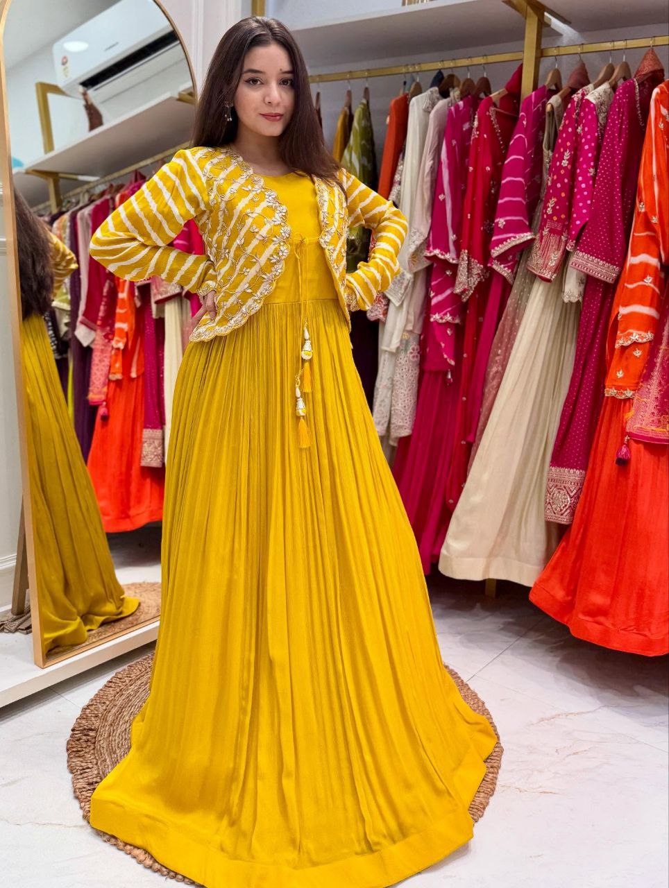 Step into the Spotlight with This New Designer Party Gown and Embroidered Jacket Set