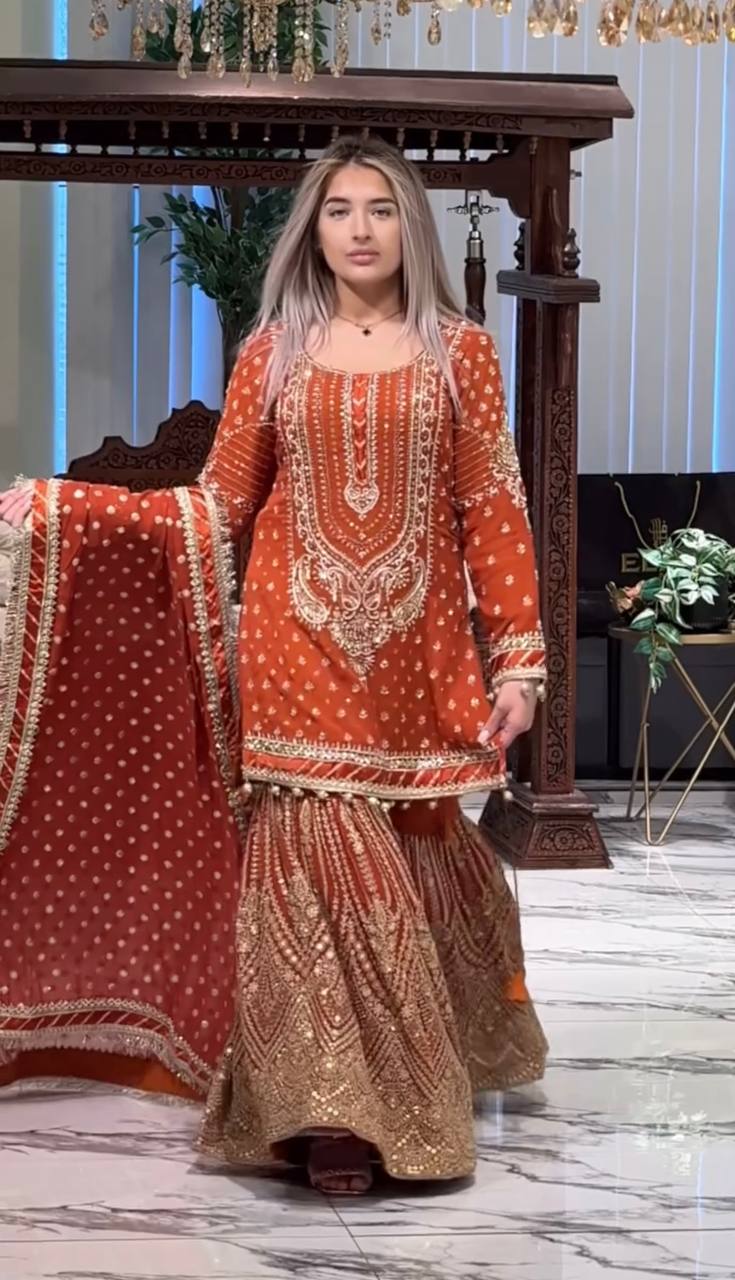 Stylish Embroidered Georgette Top and Plazzo Set with Dupatta for Special Occasions