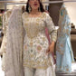 Stylish White Partywear Plazzo Set in Natural Crepe with Embroidered Detailing