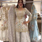 Stylish White Partywear Plazzo Set in Natural Crepe with Embroidered Detailing