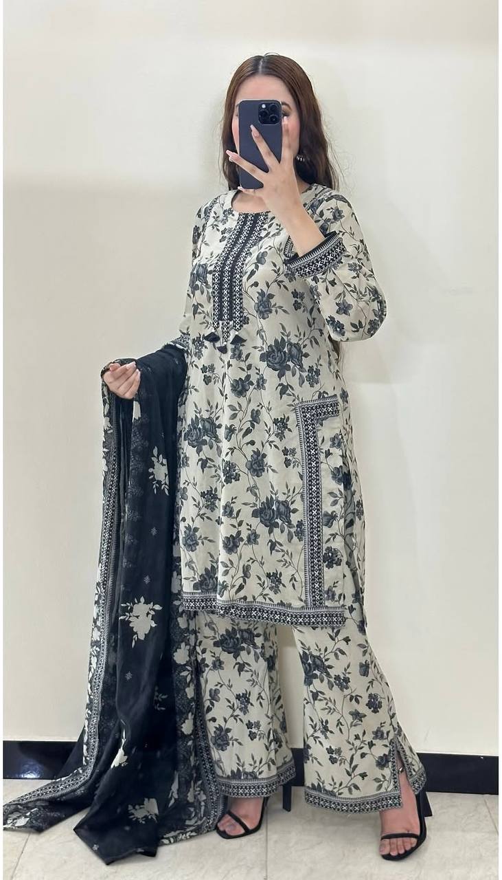 Ready-to-Wear Digital Printed Co-ords in Pure Natural Crepe for Parties