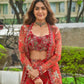 Bollywood Celebritie-Inspired Indo Western Koti Set with Floral Print Plazzo & Blouse