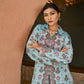 Digital Printed Chinon Silk Ensemble with Real Mirror and Handcrafted Stone Work
