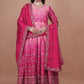 Premium Embroidered Chinon Gown with Stylish Sequins Work and Coordinated Dupatta