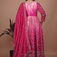 Premium Embroidered Chinon Gown with Stylish Sequins Work and Coordinated Dupatta