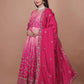 Premium Embroidered Chinon Gown with Stylish Sequins Work and Coordinated Dupatta