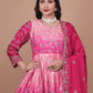 Premium Embroidered Chinon Gown with Stylish Sequins Work and Coordinated Dupatta